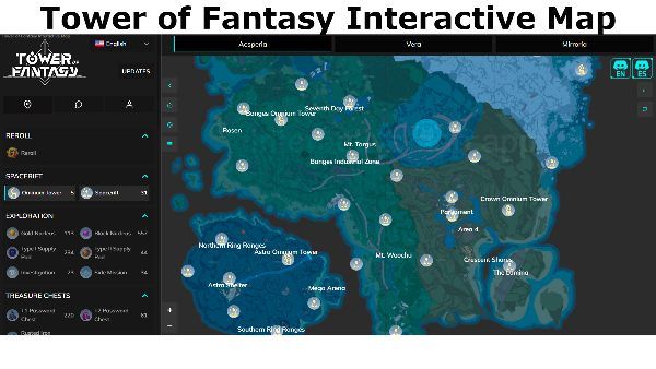 Interactive map Tower of Fantasy. Full map resources and exploration ToF —  Escorenews