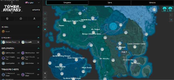 Interactive map Tower of Fantasy. Full map resources and exploration ToF —  Escorenews