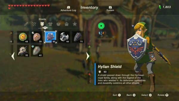 comprar el Escudo Hyliano en Zelda Breath of the Wild