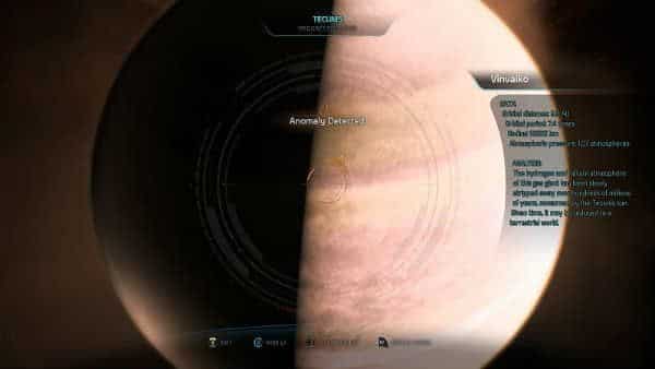 escanear planetas en Mass Effect Andromeda