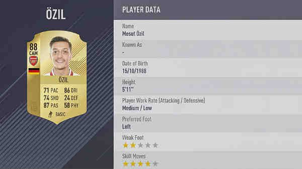 Mejores centrocampistas de FIFA 18 - ozil