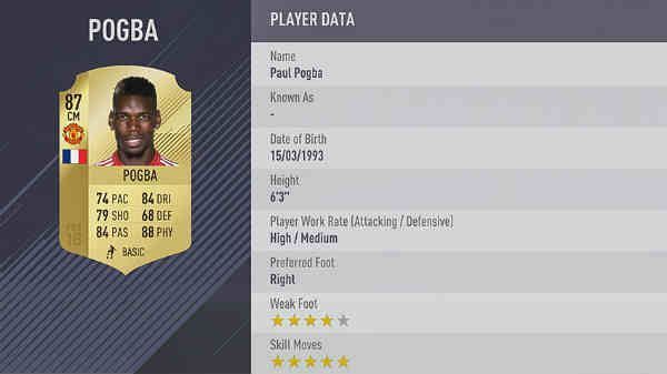 Mejores centrocampistas de FIFA 18 - pogba