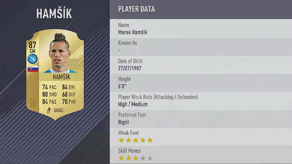 Mejores de la Serie A FIFA 18 - hamsik
