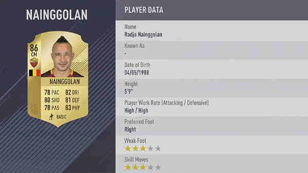 Mejores de la Serie A FIFA 18 - nainggolan