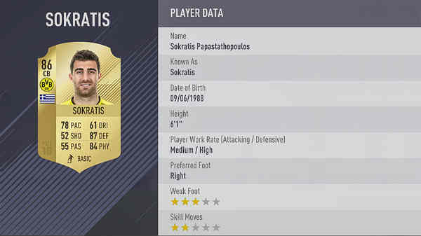 Mejores defensas de FIFA 18 - sokratis