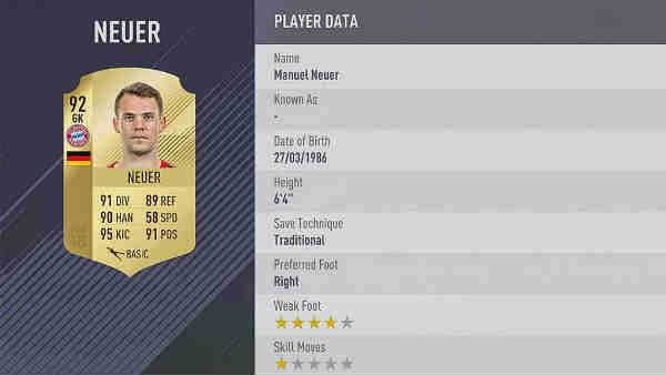 Mejores porteros de FIFA 18 - neuer