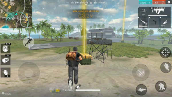 aterrizar en Free Fire Battlegrounds
