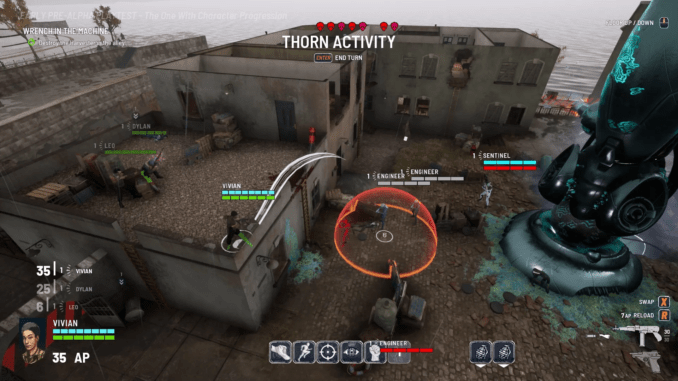 Combat scene near a house with landed alien ship in Every Day We Fight map view