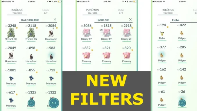 New filters in Pokemon Go - July 2022