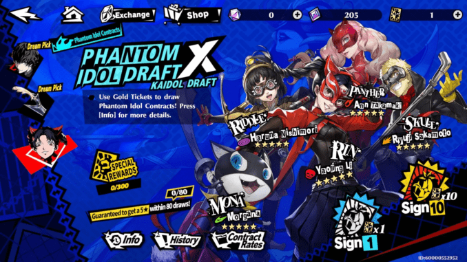 Persona 5 The Phantom X Menu