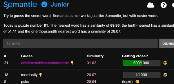 Semantle Junior Answer Today