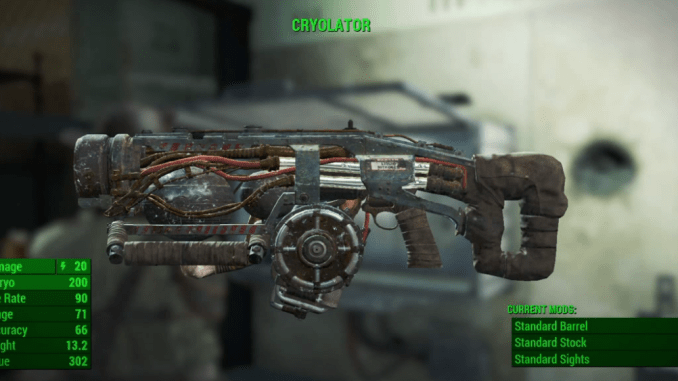 The Cryolator from Fallout 4 with base stats